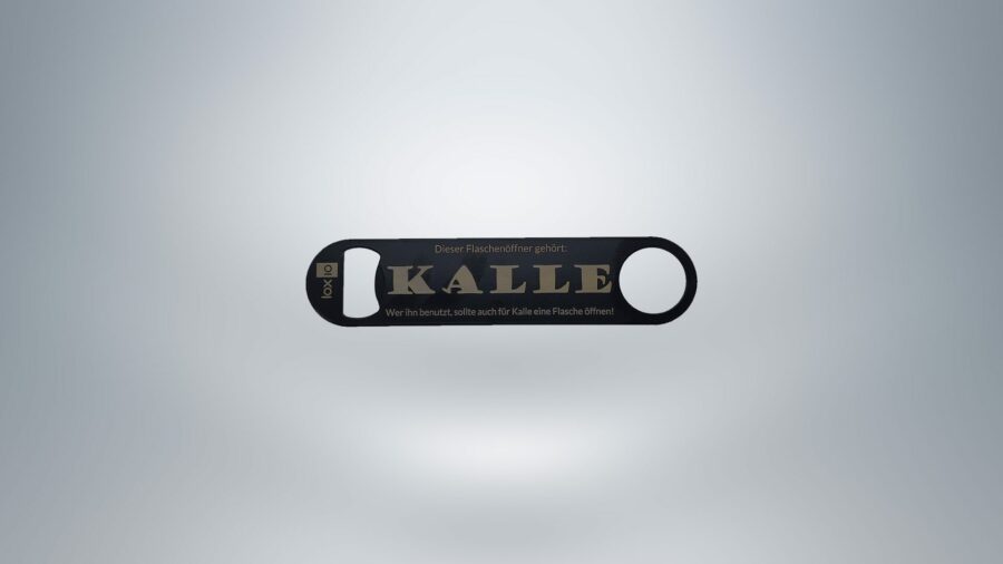 Flaschenöffner – Edelstahl – schwarz eloxiert – personalisierbar – 17,8×4 cm – Bild 3